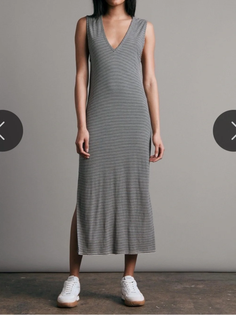 Rag & Bone Michal Striped Slub Jersey Midi Dress Sz S Casual Linen Blend NWT - Picture 6 of 16